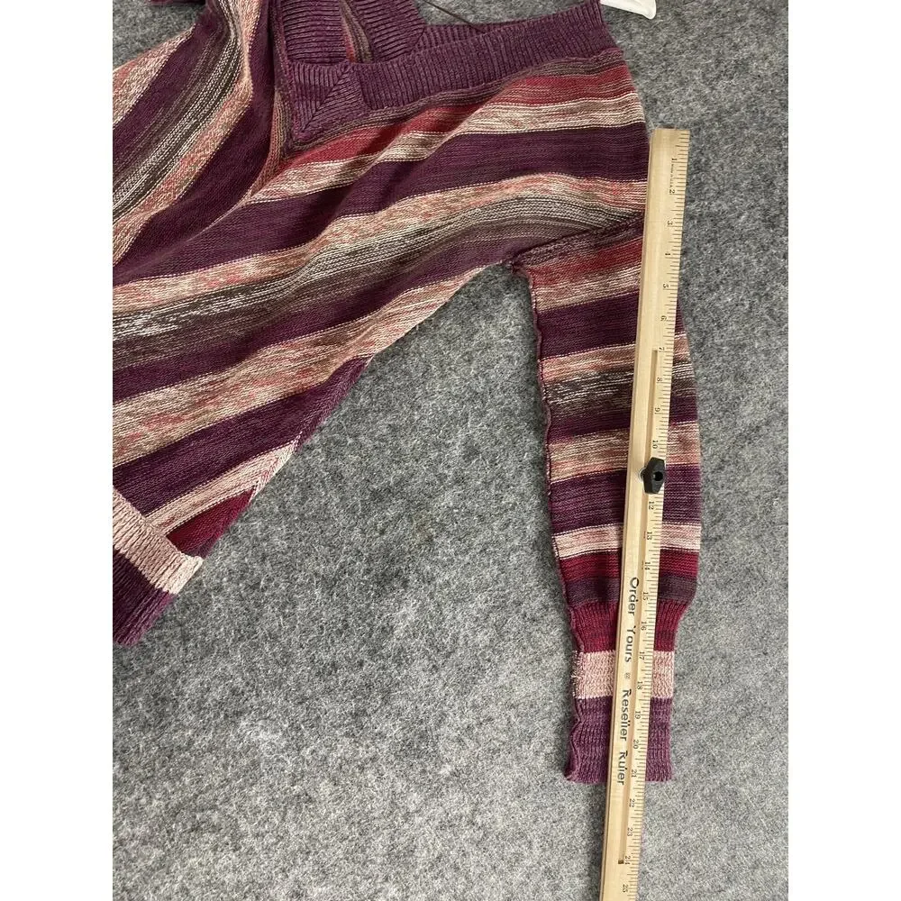 Free People Sweater Women Small Purple Striped Pullover V Neck Shirt Wool N126
